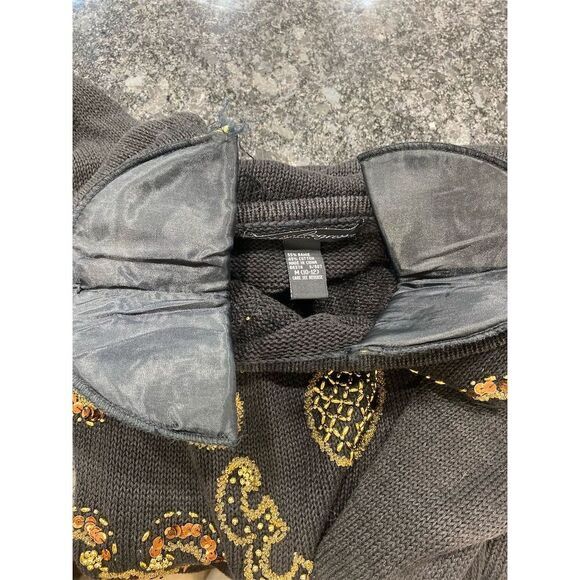 Vintage Black Sweater M ( 10-12 )Gold Beaded Sequins Glamour Party Pullover - Picture 7 of 7